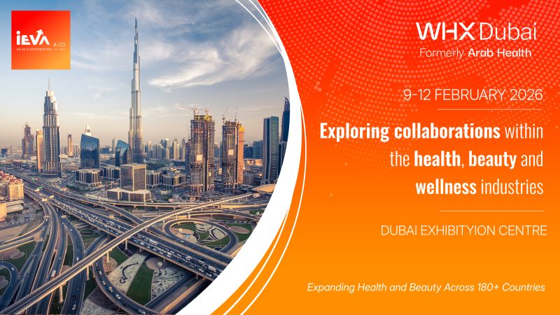 WHX Dubai 2026 graphic announcing meetings at Dubai Exhibition Centre, 9–12 February.